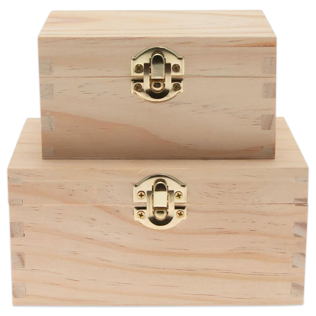 52163601 Deckeltruhen Schnappverschluss 2er-Set natur