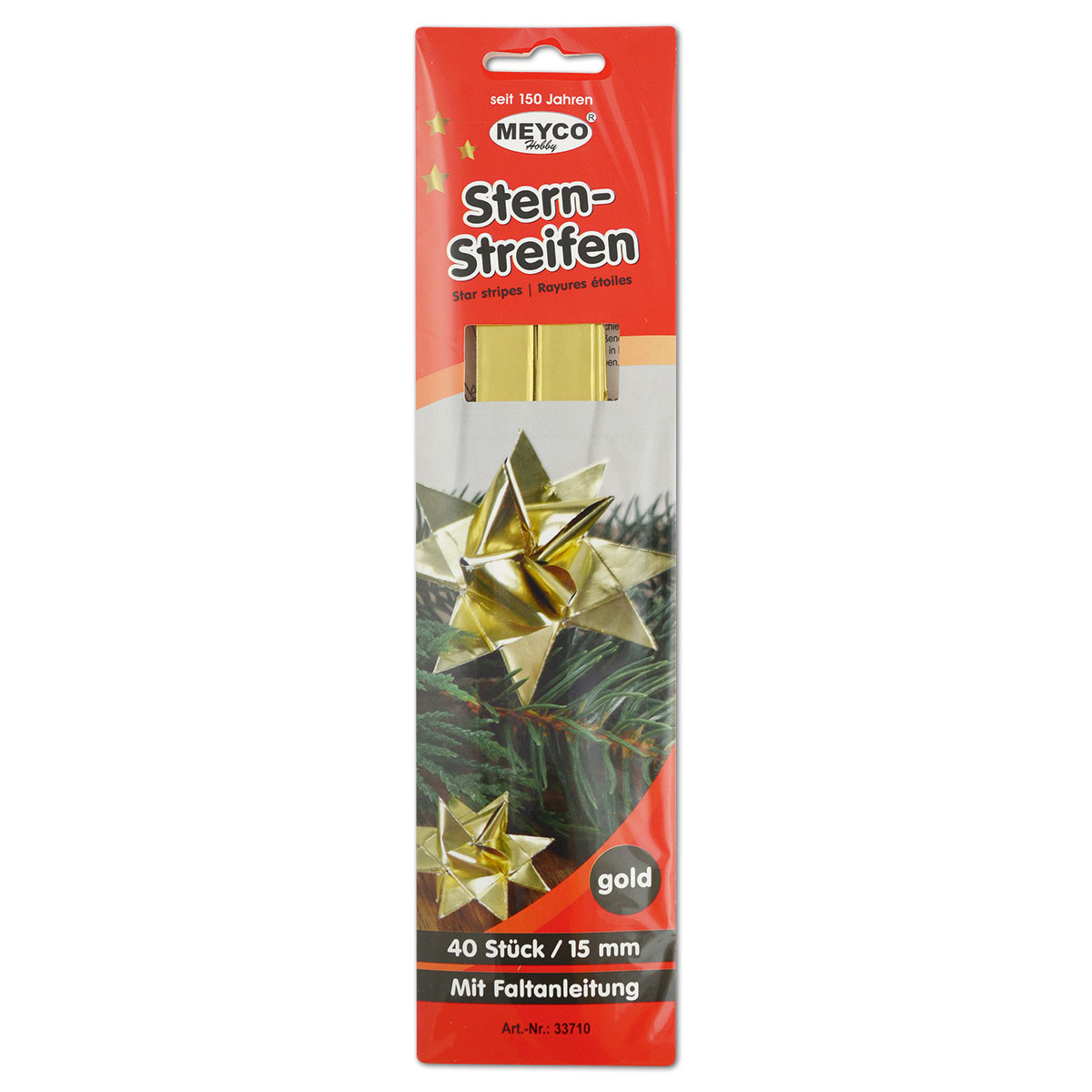 Stern-Streifen Fröbelsterne 1,5x45cm metallic gold 40 Papierstreifen