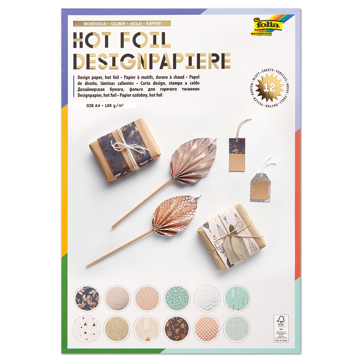 Designpapier-Block DIN A4 12 Bl./Motive Hot Foil 1