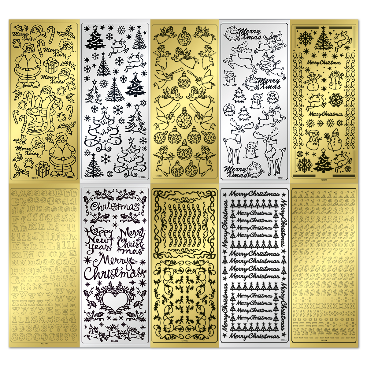 Reliefsticker Weihnachten 10 Bl. gold- & silberf.