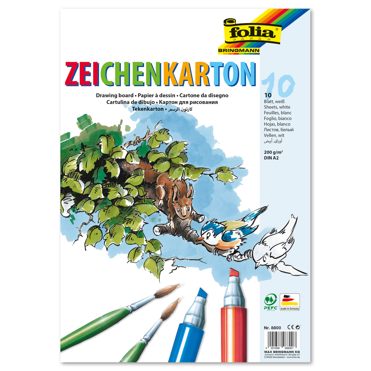 Zeichenkarton 200g/m² DIN A2 10 Bl. weiß