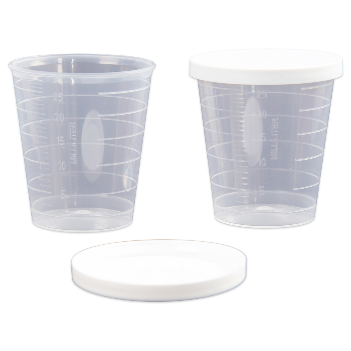 Mini-Becher mit Deckel 30ml 25 St. transp./weiß