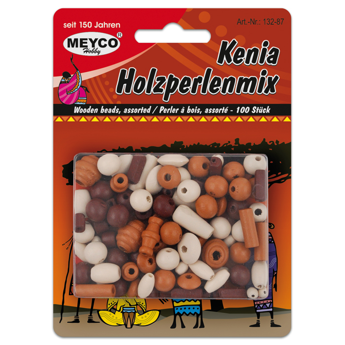 Holzperlenmix Kenia ca. 6-18mm 100 St. Brauntöne