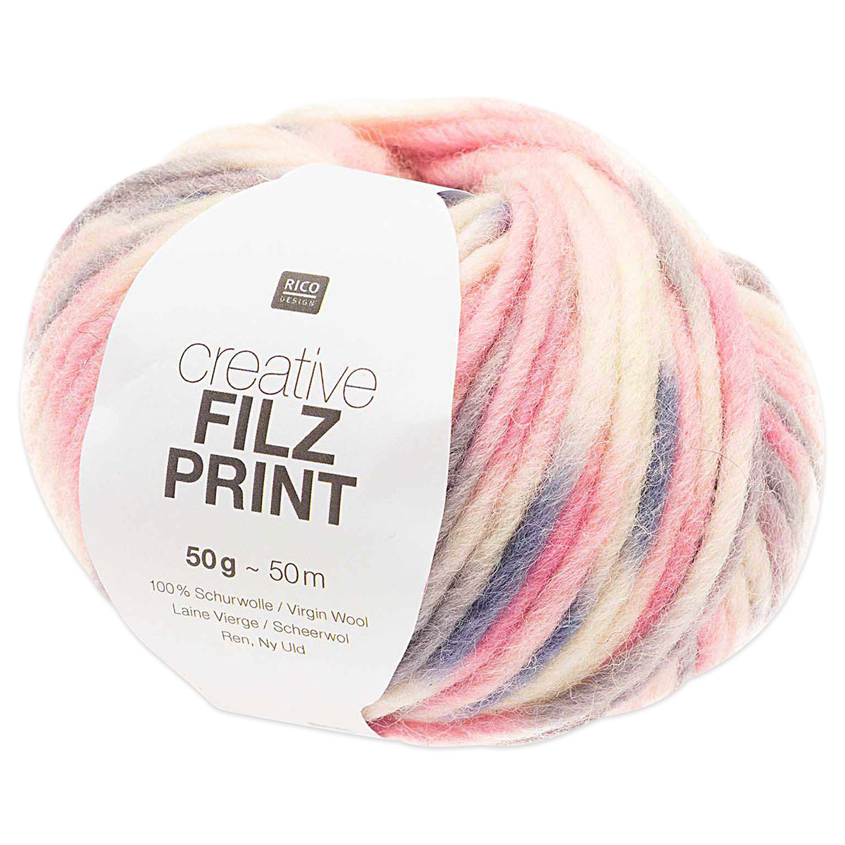Creative Filz Print 50g ca. 50m rosa/blau