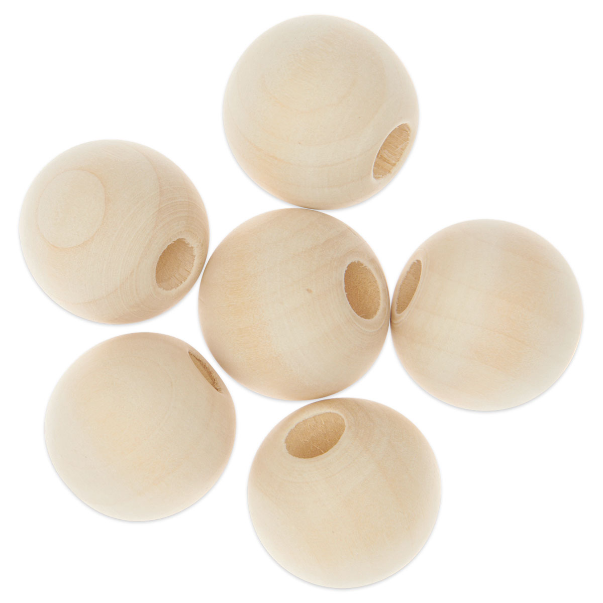 Makramee-Holzperlen Ø 30mm 6 St. natur
