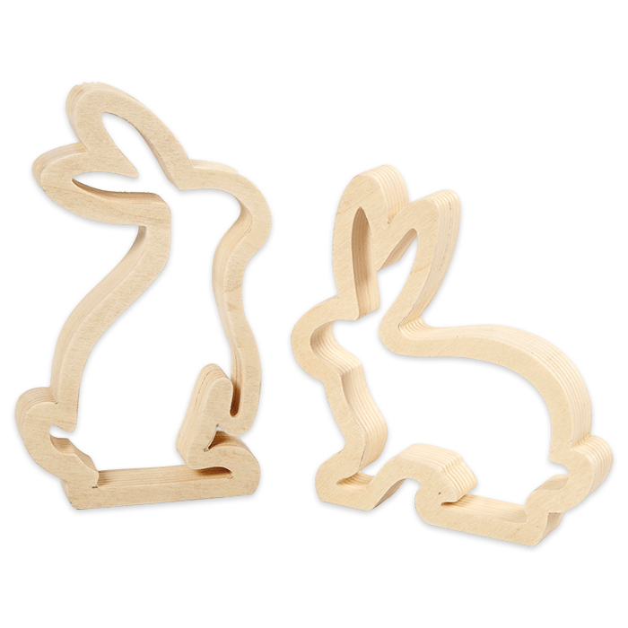 Osterhasen Holz 2 St. natur