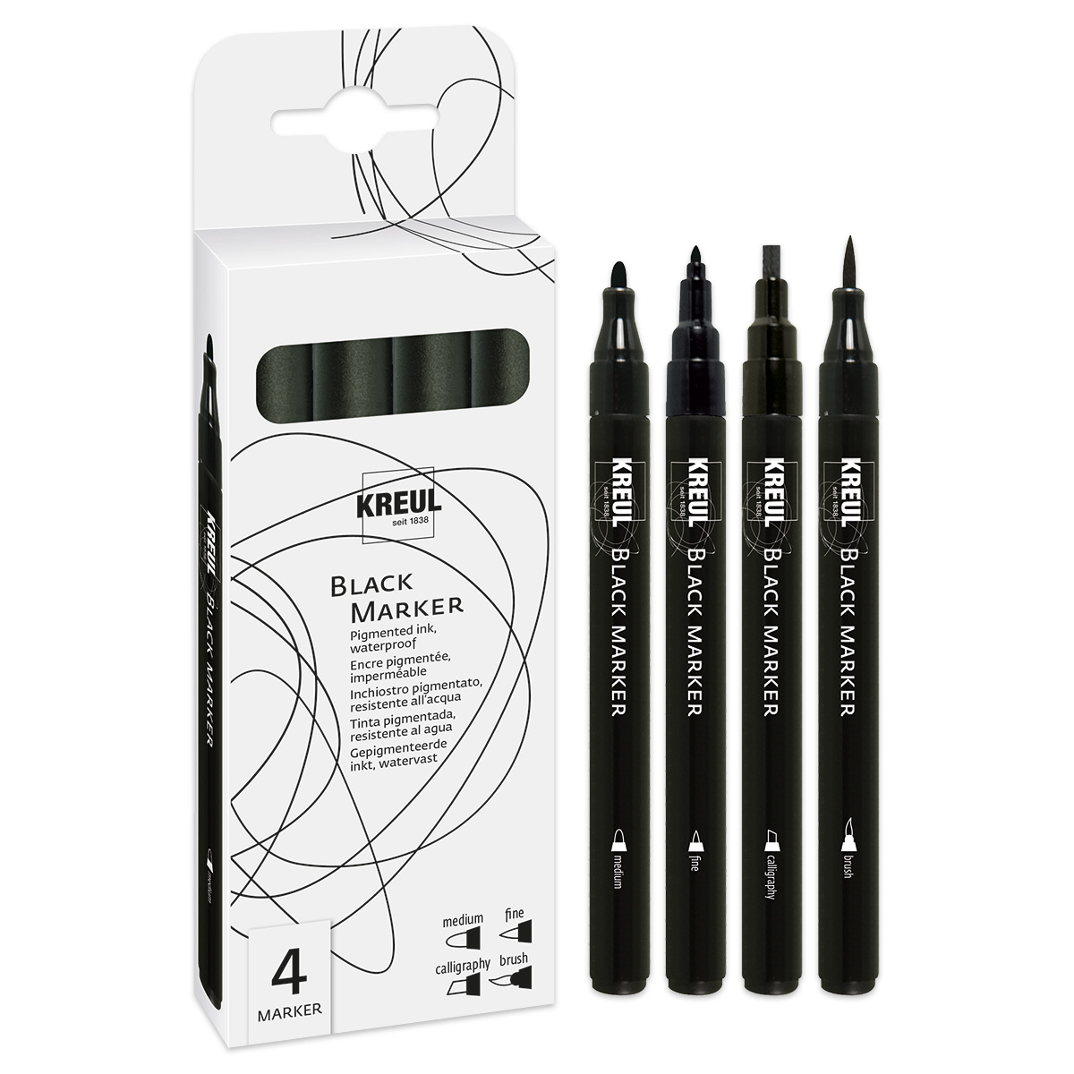KREUL Black Marker 4er-Set
