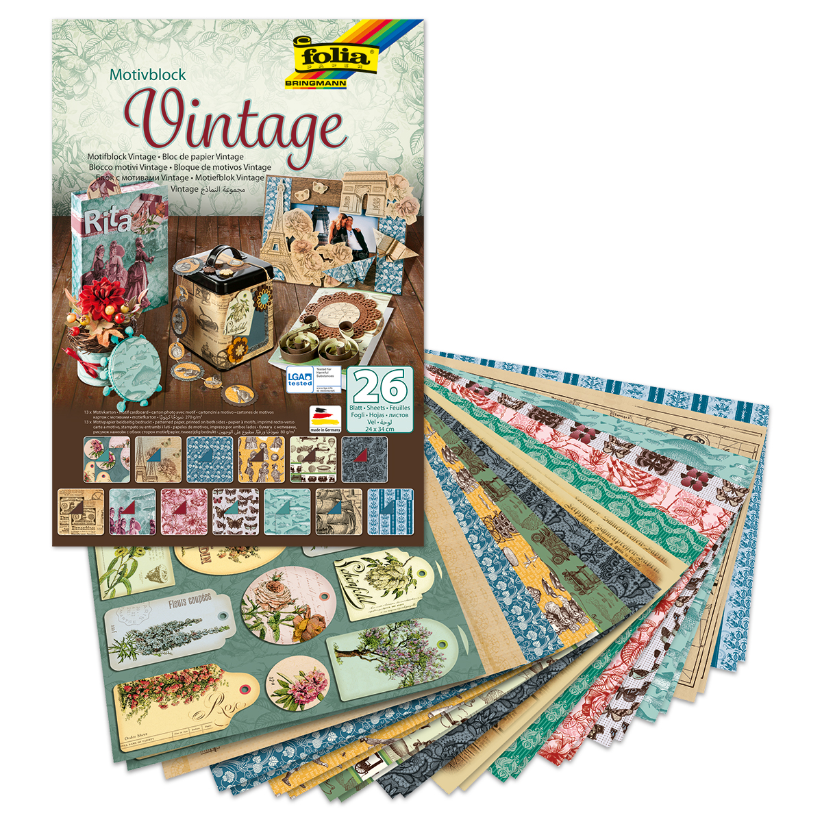 Motivblock 24x34cm 13 Motive/26 Bl. Vintage