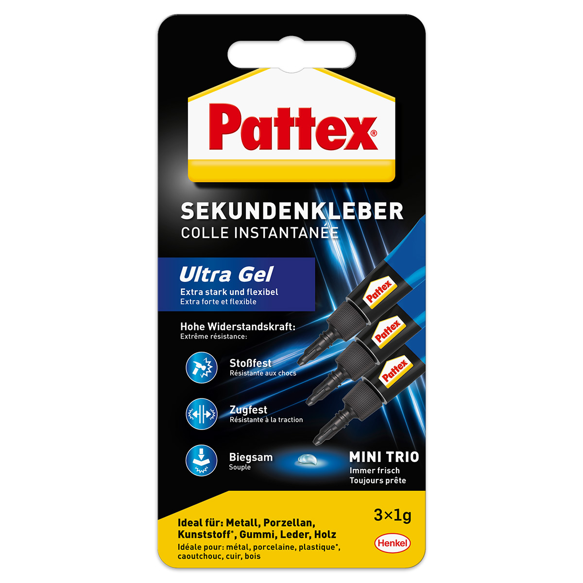 Pattex Mini Trio Gel Sekundenkleber 3x1g