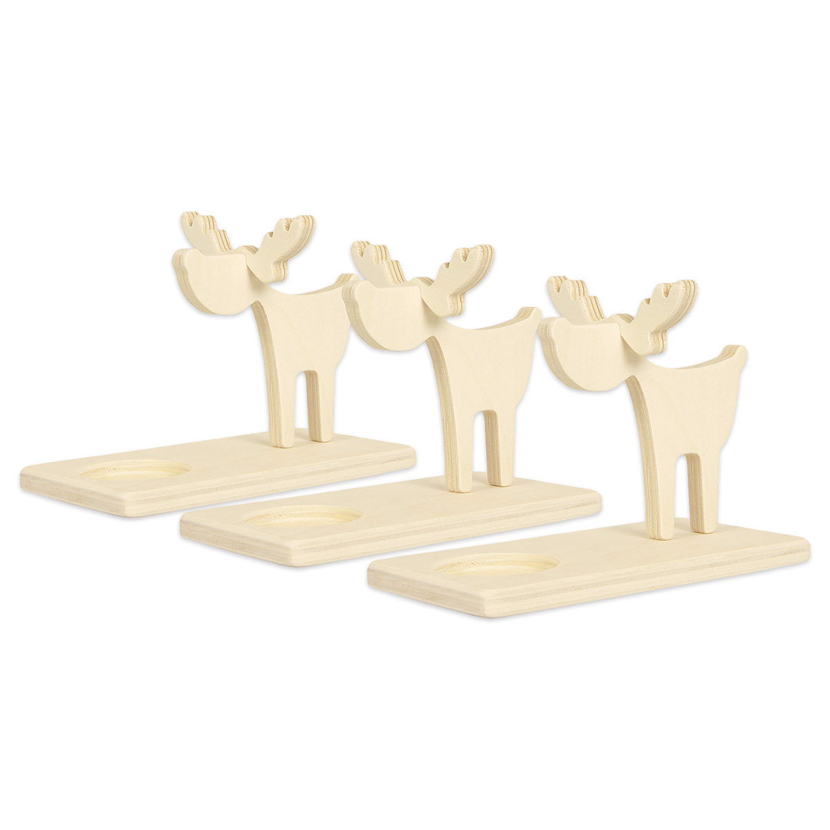 Teelichthalter Elch Holz 15x8x11cm 3er-Set