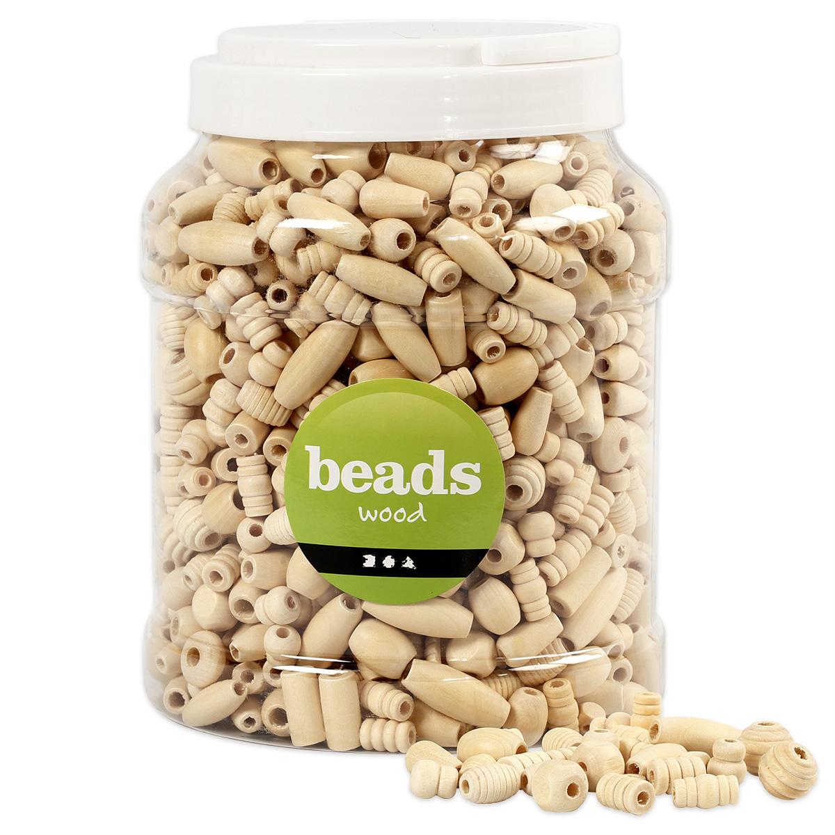 Holzperlen-Mix 5-28mm 2l ca. 800-1.000g natur