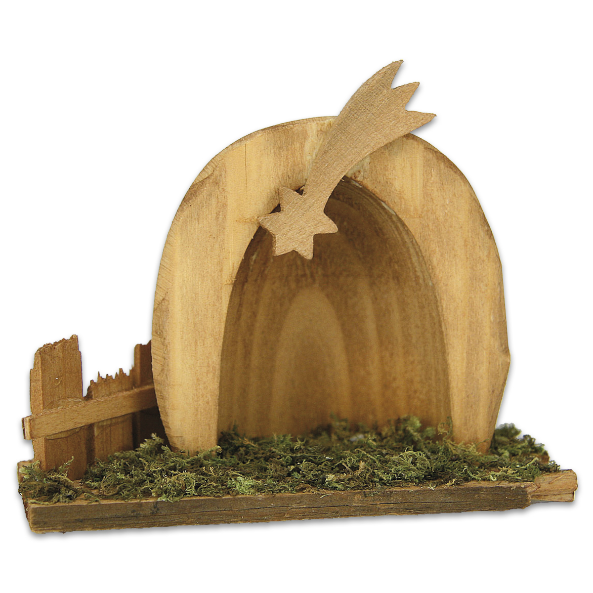 Holzstall mit Gras ca. 10,5x8cm