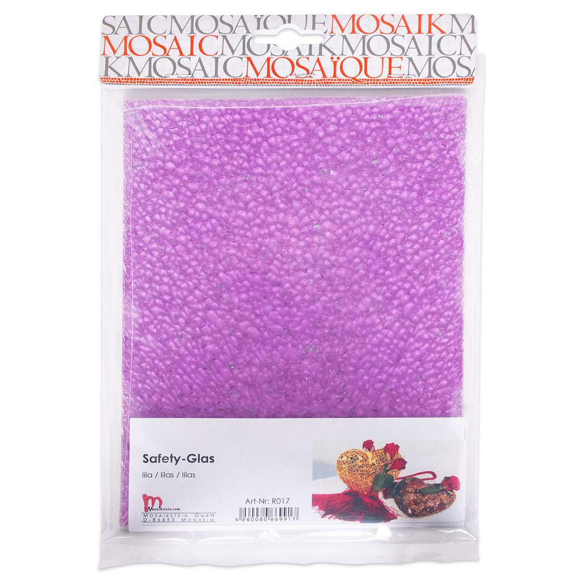 Safety-Glasplatte ca. 3mm 15x20cm lila