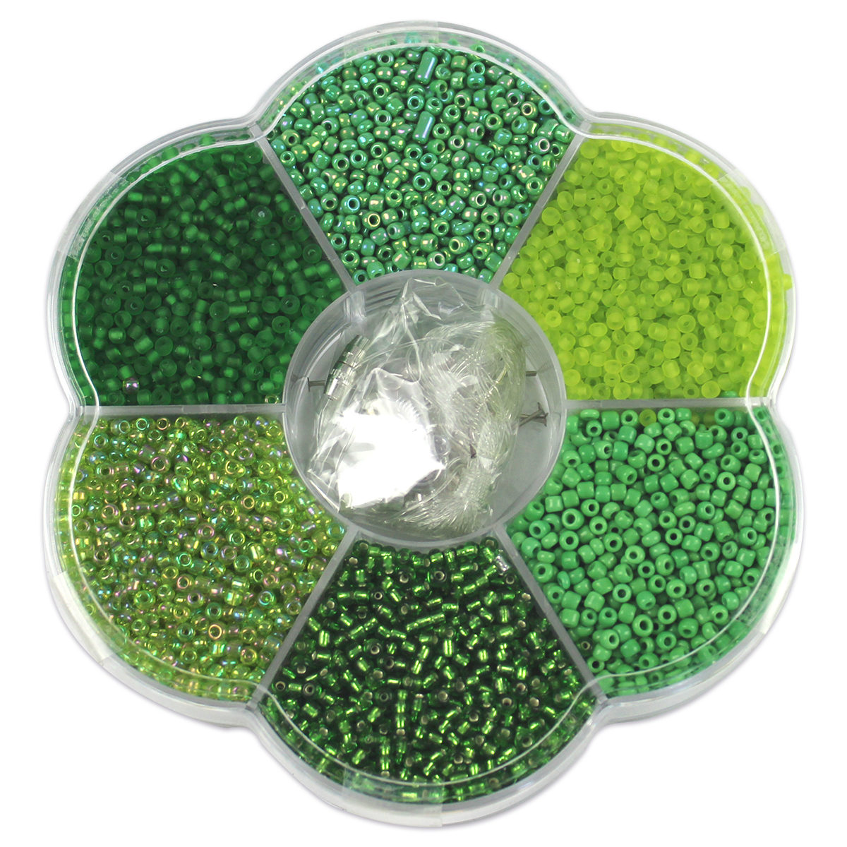 Rocailles Glas 2,6mm ca. 110g grünton mix