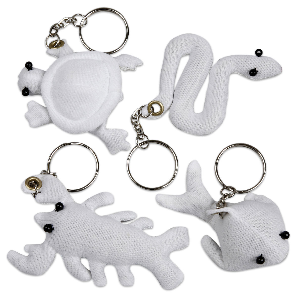 Stofftiere mit Schlüsselring ca. 4-8cm 4 St./Motive weiß