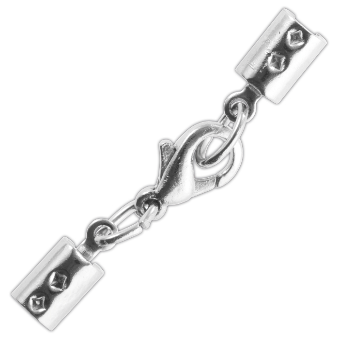 Karabiner + Klemmverschluss 1,5-2mm platinfarben