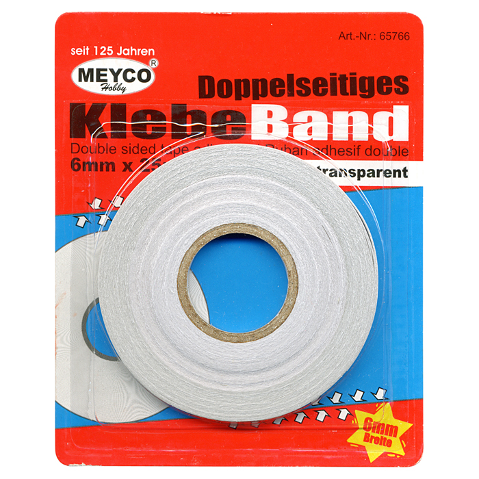 doppelseitiges Klebeband 6mm 25m transparent