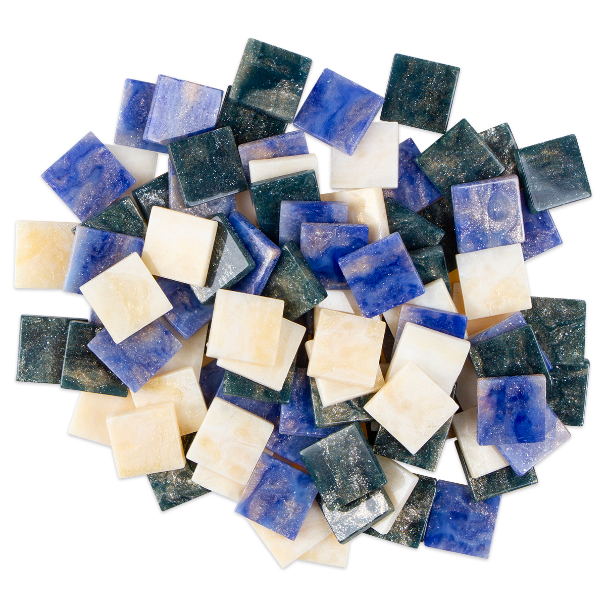 Kunstharz Mosaik10X10mm 45g Marmor blau-mix