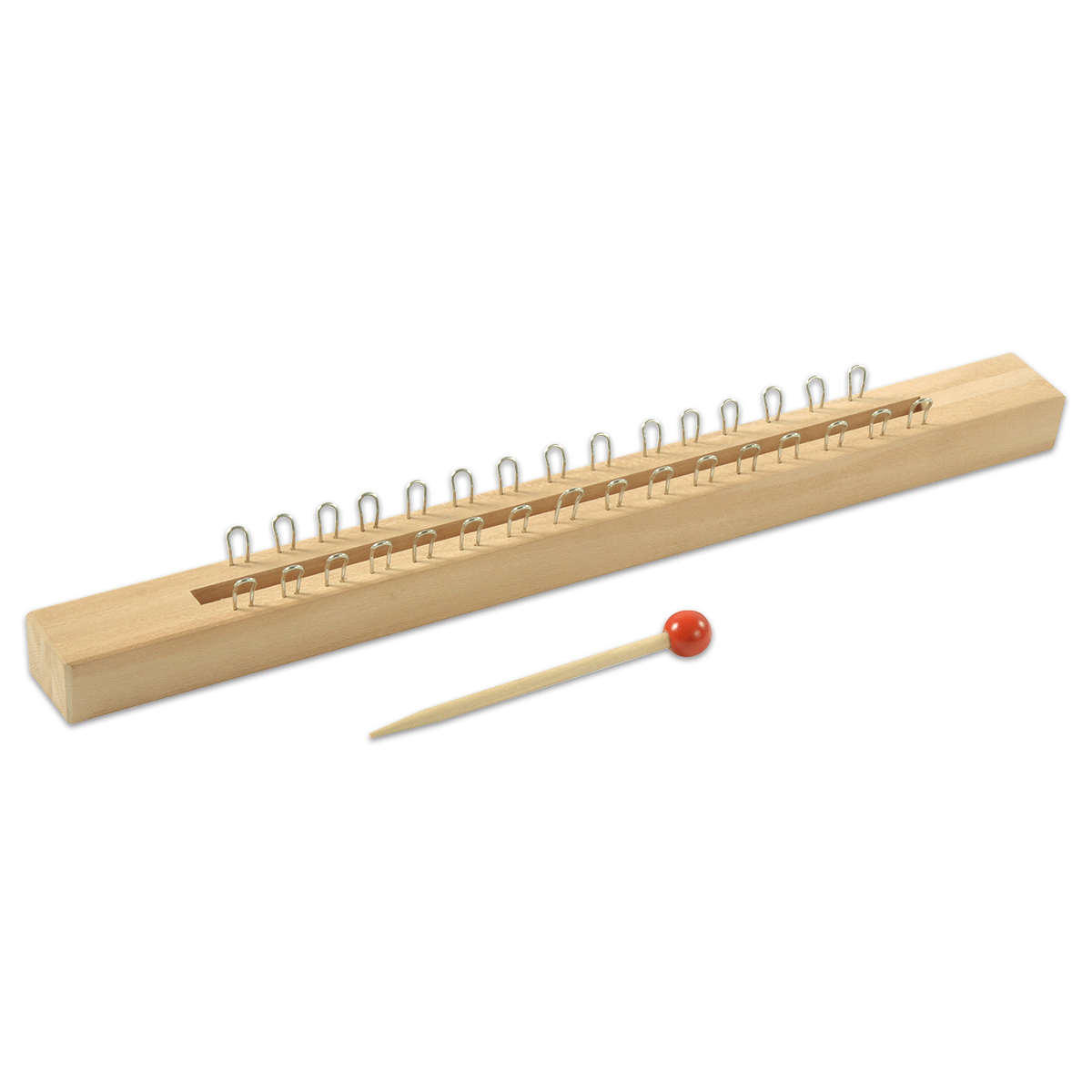 Strickstab mit Stricknadel Holz/Metall 35x3x3,3cm natur