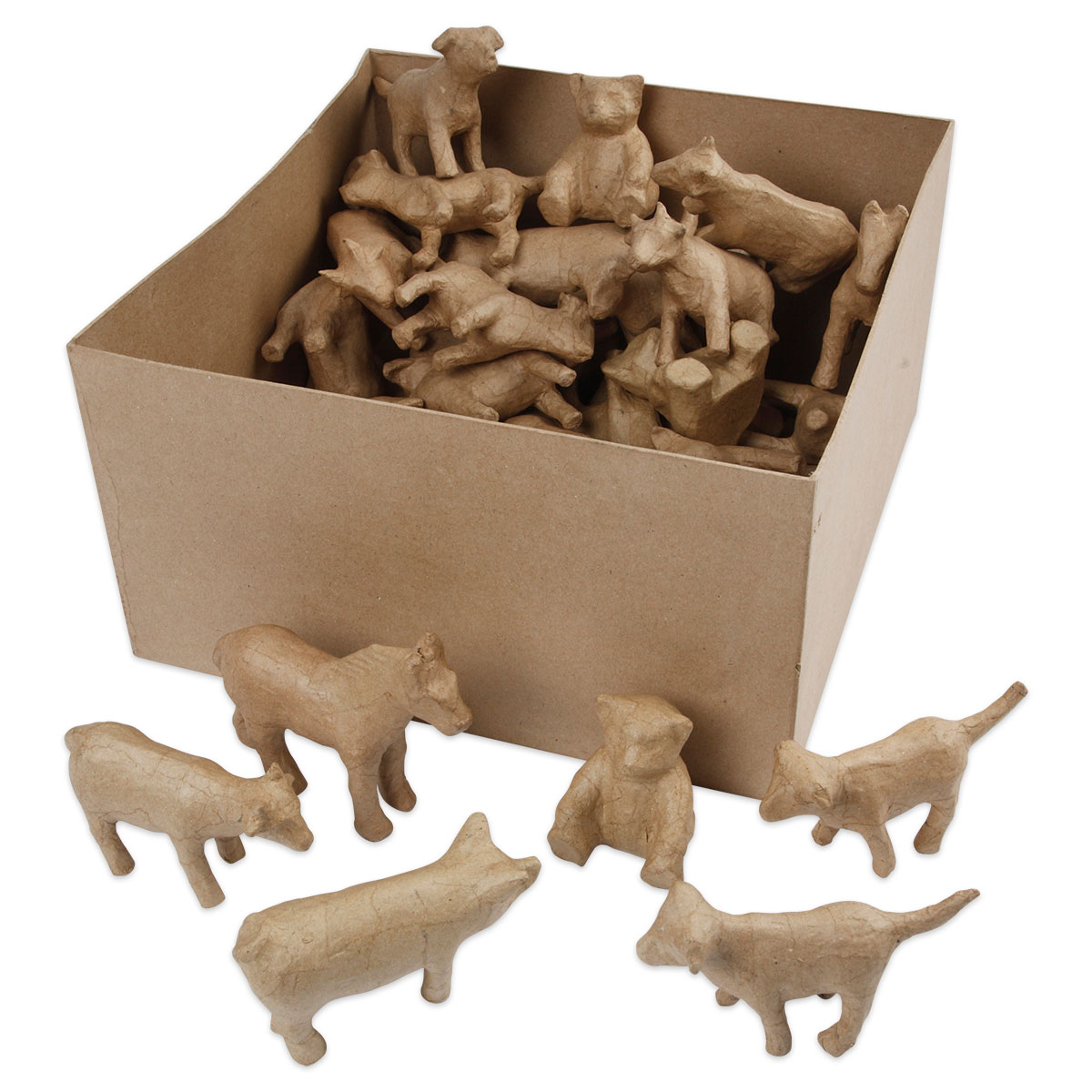 50326689BmF9mUoTy6SK5 Pappmaché-Tiere in der Box ca. 8-12cm 60 St.