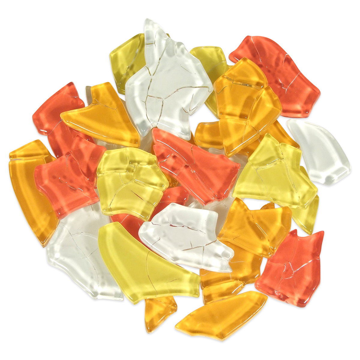 Crash Glas polygonal 500g ca. 190 St. gelb-rot mix