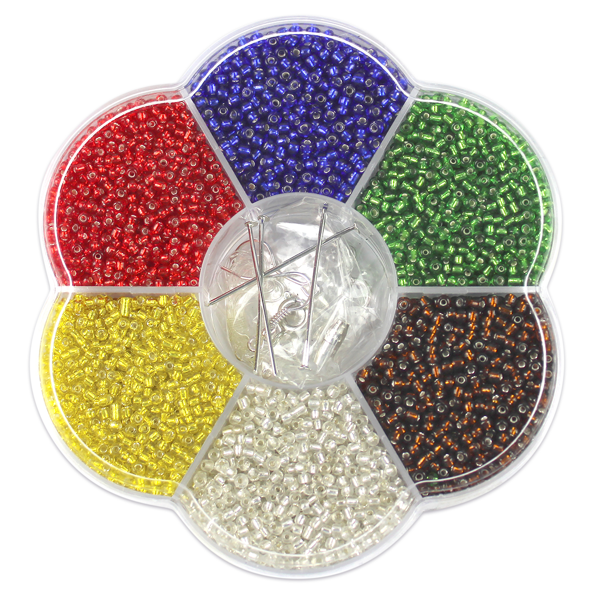 Rocailles Glas 2,6mm ca. 110g 6 Farben sortiert