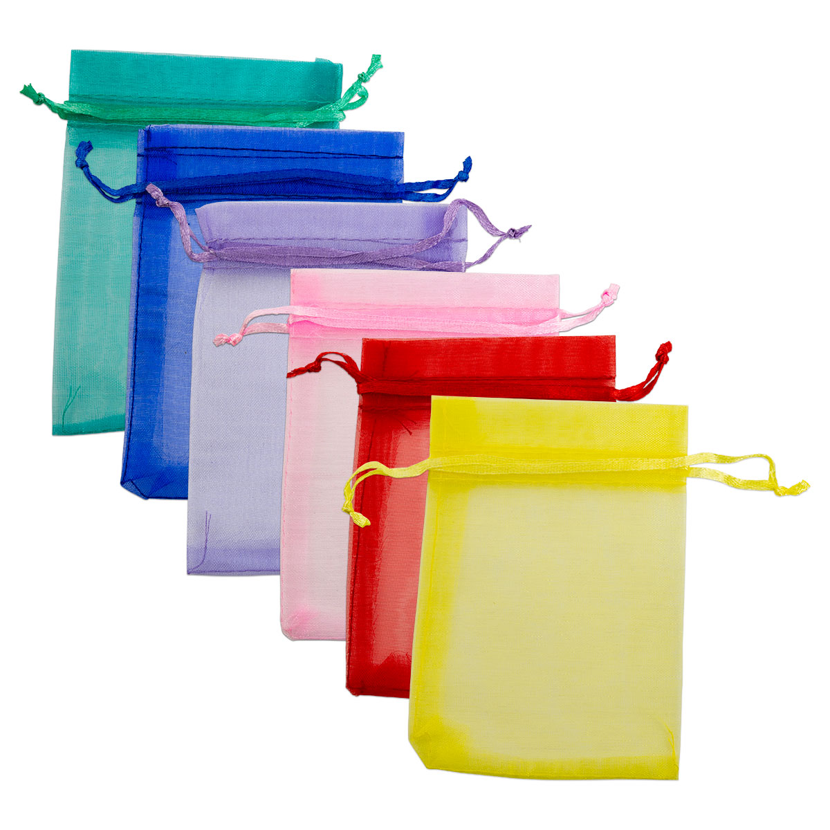 Organzabeutel 11,5x8,5cm 12 St./6 Farben mit Zugband