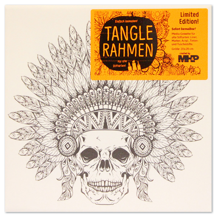 57702010rFsA7ghebxThp Tangle-Keilrahmen 20x20x2cm Totenkopf m. Federhaube