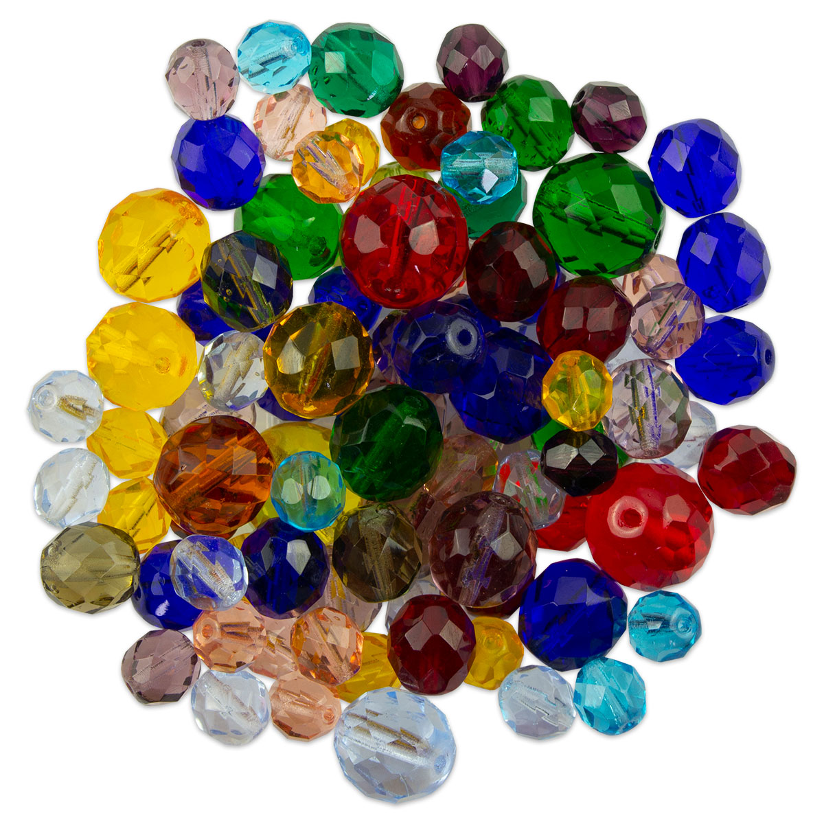 Glasschliffperlen-Mix transparent ca. 6-14mm 100g bunt