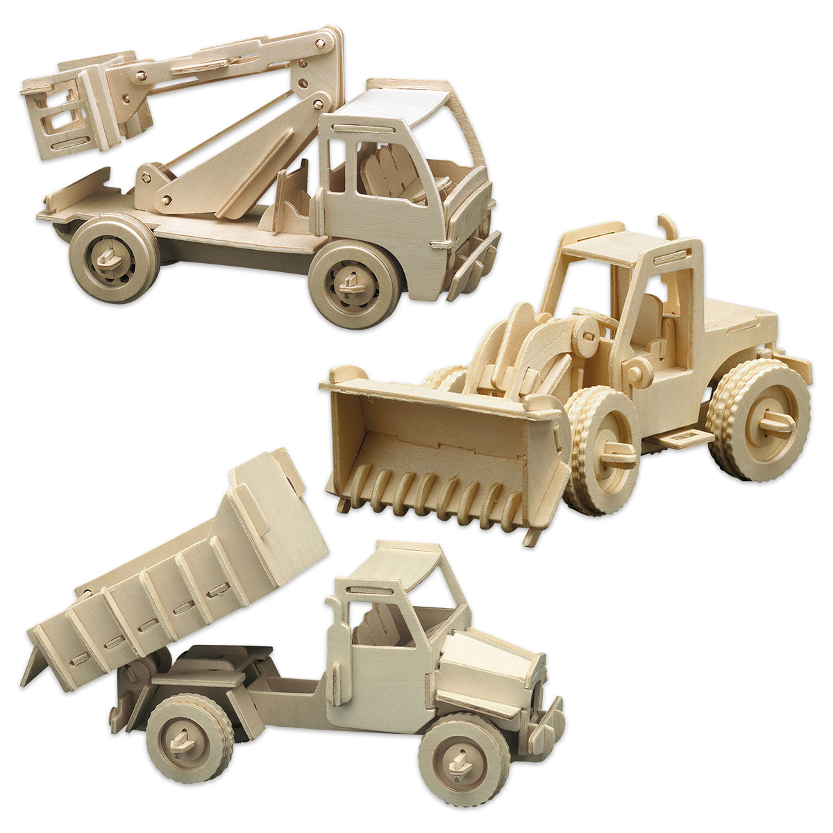 58700863WvzqriAYH5UdJ Holzbausatz Set Baufahrzeuge ca. 23-25cm 3 St.