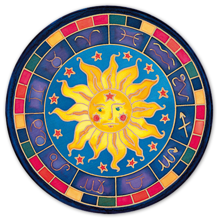 Fensterbild Gutta gold Ø 25cm Astrologie naturweiß