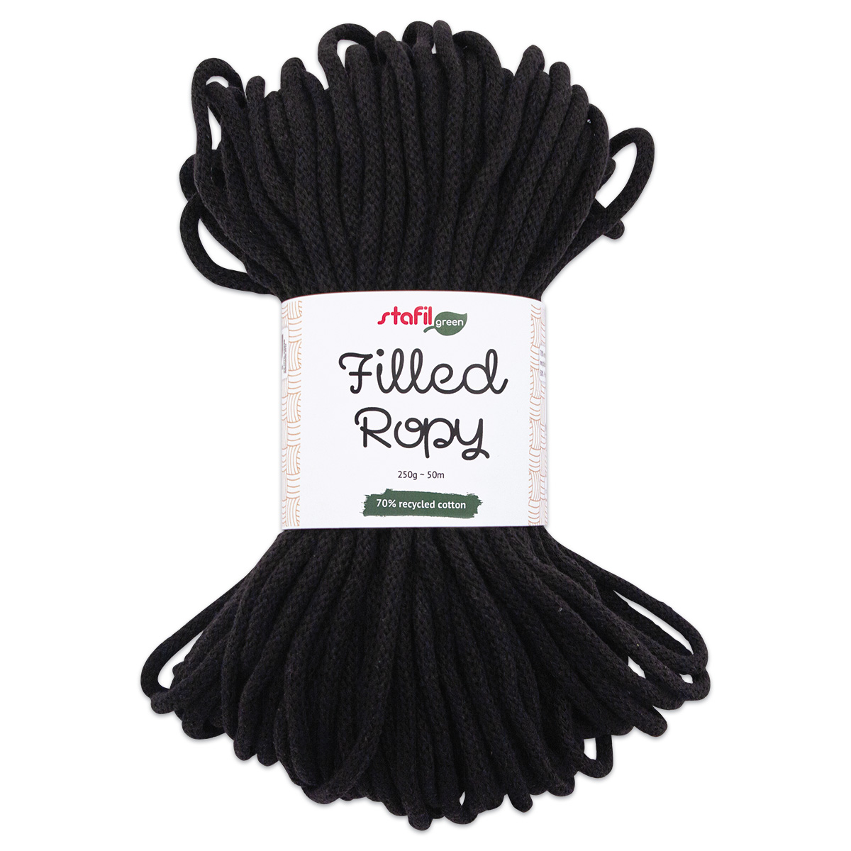 Filled Ropy Textilschnur 250g schwarz