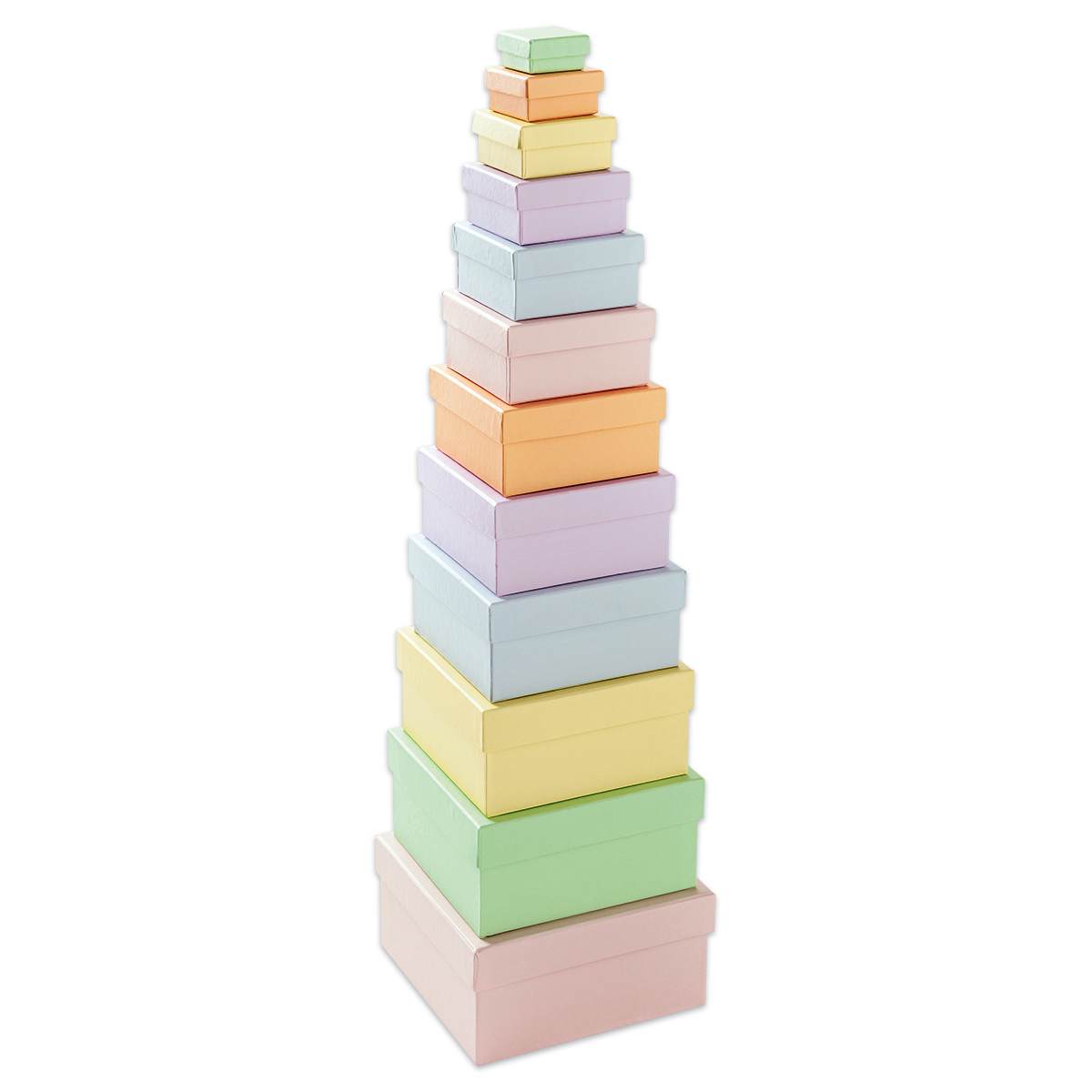 Pappschachteln eckig 12-teiliges Set pastell