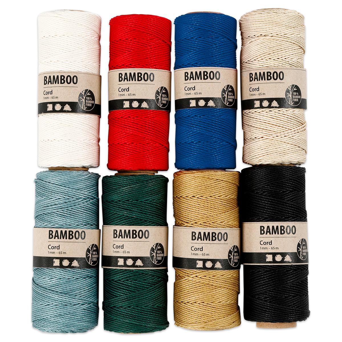 Bambuskordel-Set Ø 1mm 8 St./Farben à 65m