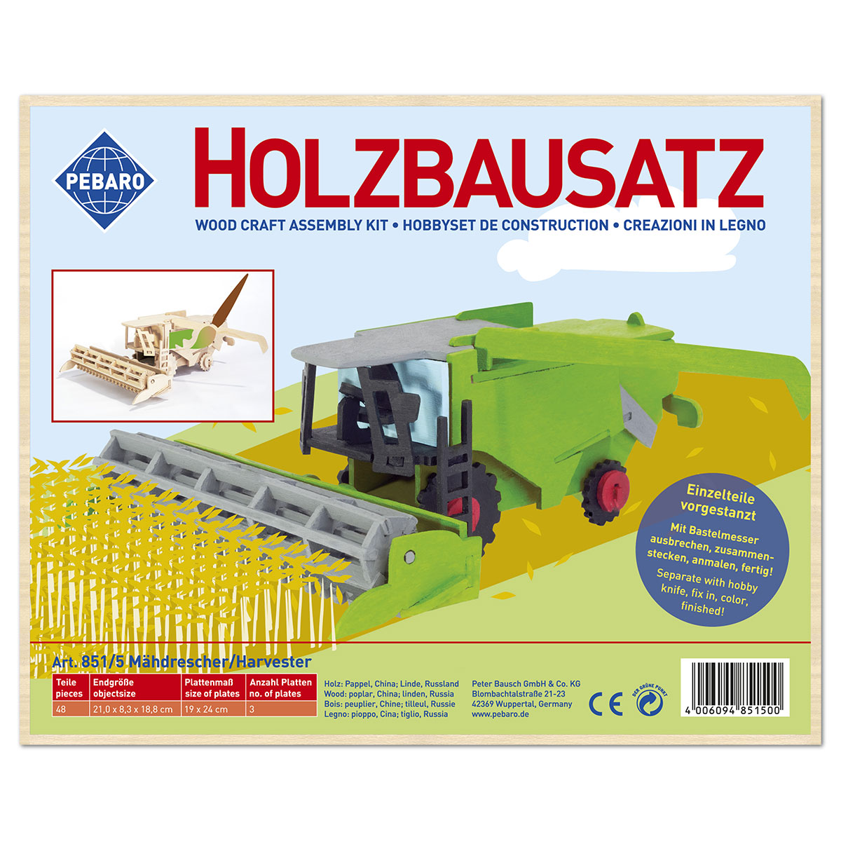 58708515_1GCEdHQXWCihBG Holzbausatz Mähdrescher ca. 21x8,3x18,8cm 48 Teile