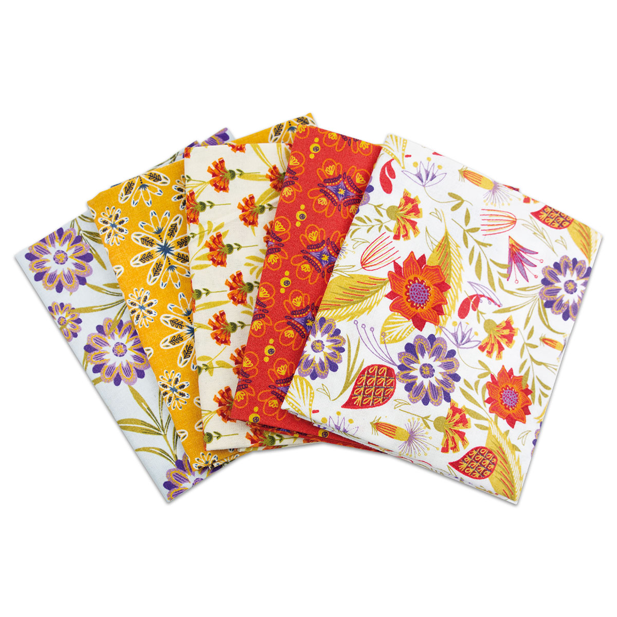 Stoffsortiment 5 Zuschnitte 45x55 cm Wildblumen