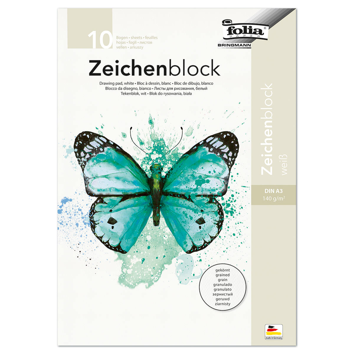 Zeichenblock 140g/m² DIN A3 10 Bl. gekörnt weiß