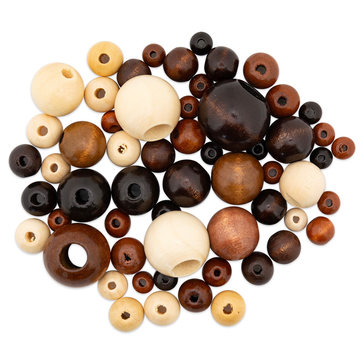 Holzperlen Ø 8-24mm ca. 250g  bunt