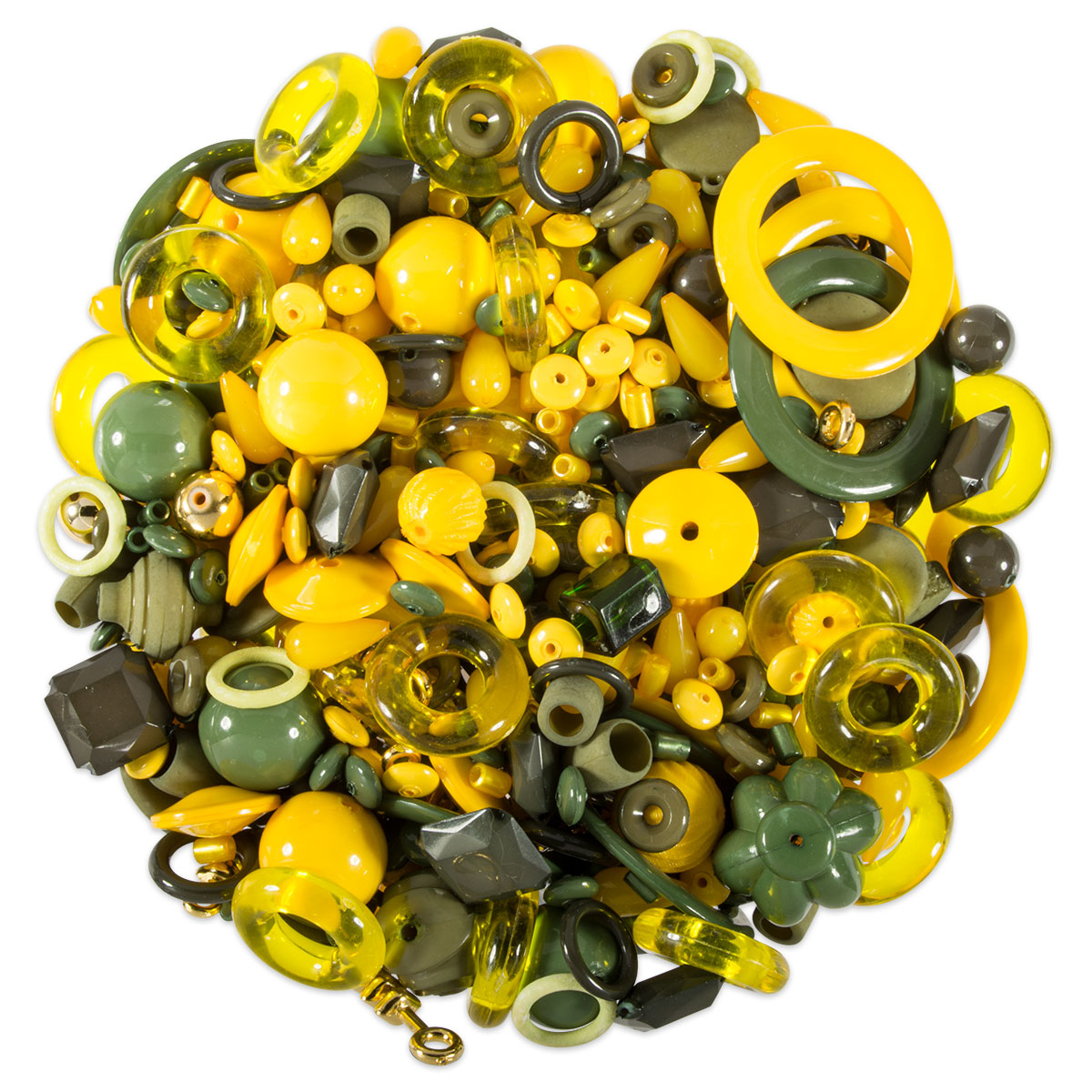 57800117CVuZOm0WmP50N Kunststoffperlen-Mix 4-40mm gelb-grün-kupfer
