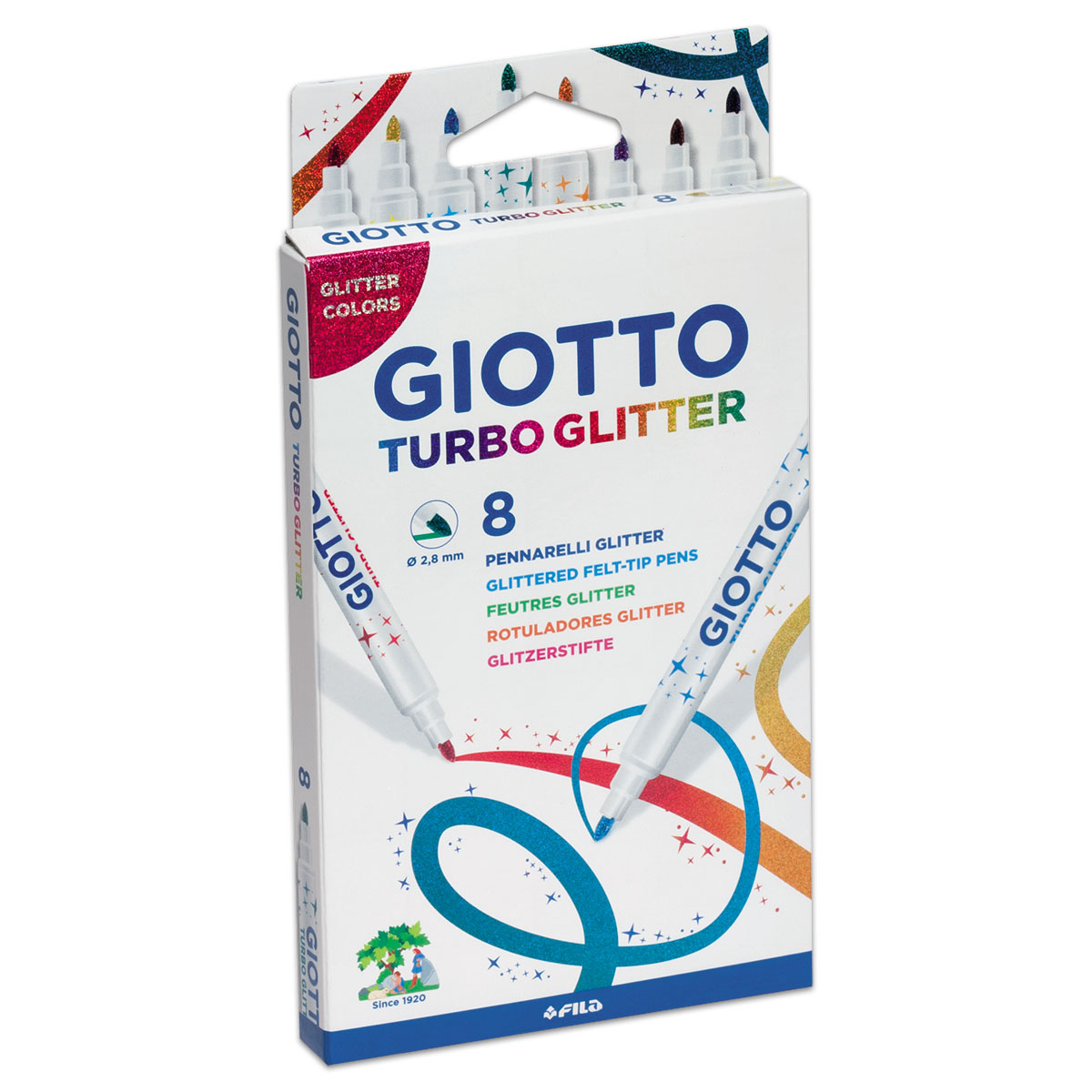 Giotto Turbo Glitter 8 Fasermaler Normalfarben