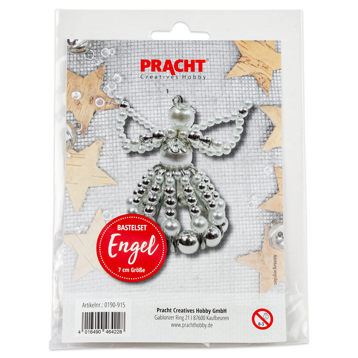52219091_1 Kreativset Perlenengel ca. 7cm weiß-silberfarben