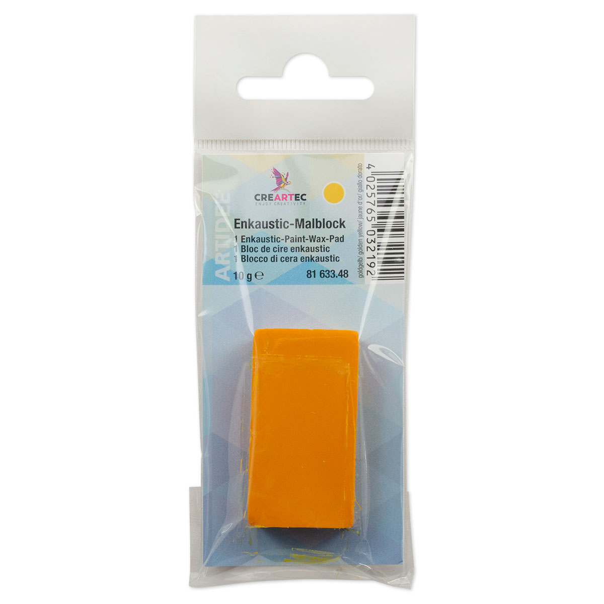 Enkaustik-Malblock 45x25x10mm ca. 10g goldgelb