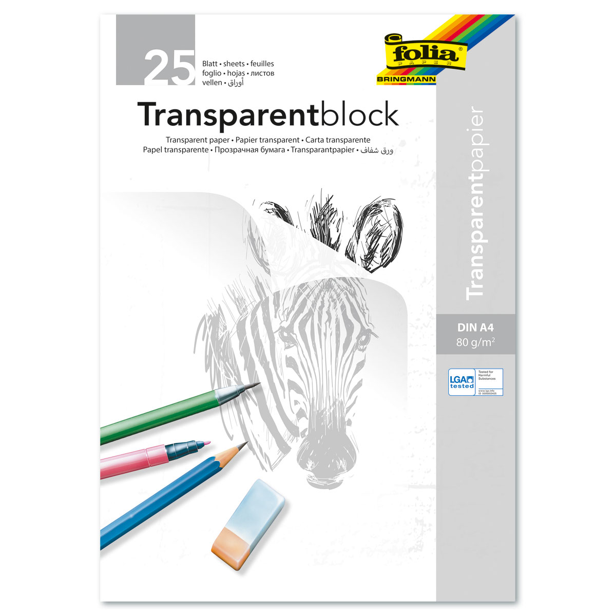 Transparentpapierblock 80g/m² DIN A4 25 Bl. weiß