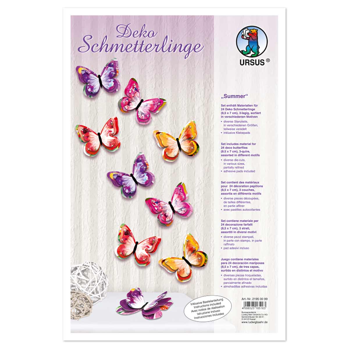 3D-Deko-Schmetterlinge Papier 24 St. Summer