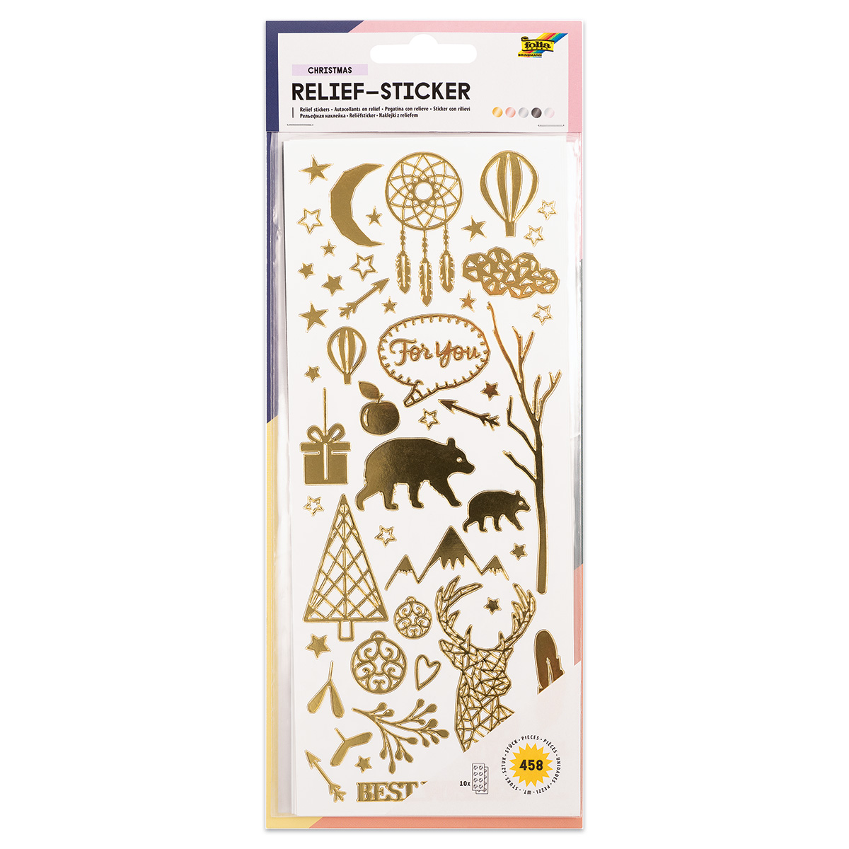 Reliefsticker Weihnachten 10 Bl./5 Farben