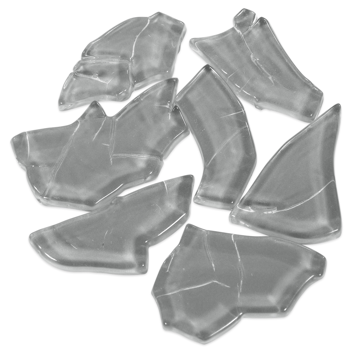 Crash Glas polygonal 500g ca. 190 Steine hellgrau Crash Glas polygonal 500g ca. 190 Steine hellgrau