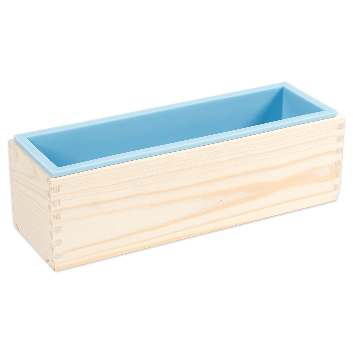 Silikonform im Holzkasten 27,5x8,6x8cm hellblau/natur