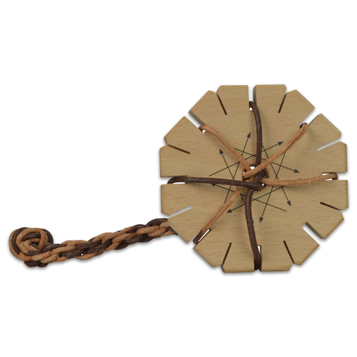 Knüpfblüte Ø 8cm Holz inkl. 7 farbige Garne à 1m