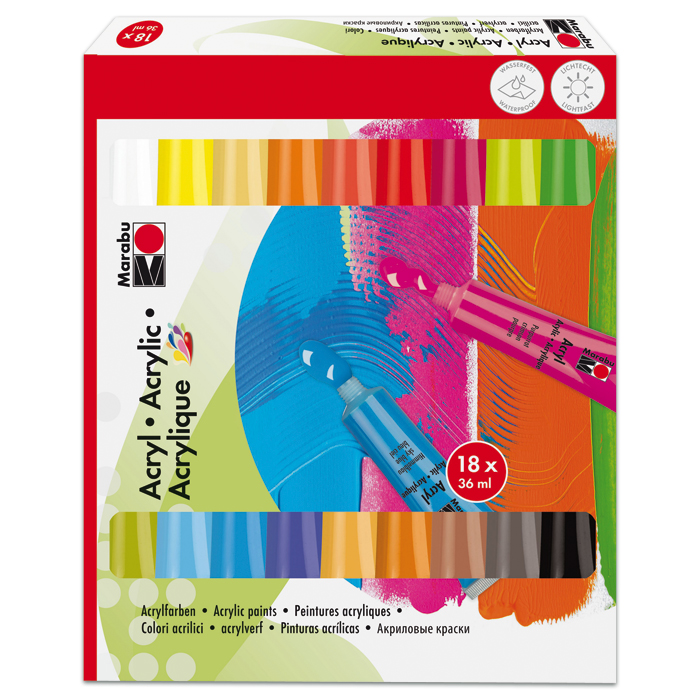 Acrylfarben-Set Basic 18 Farben à 36ml