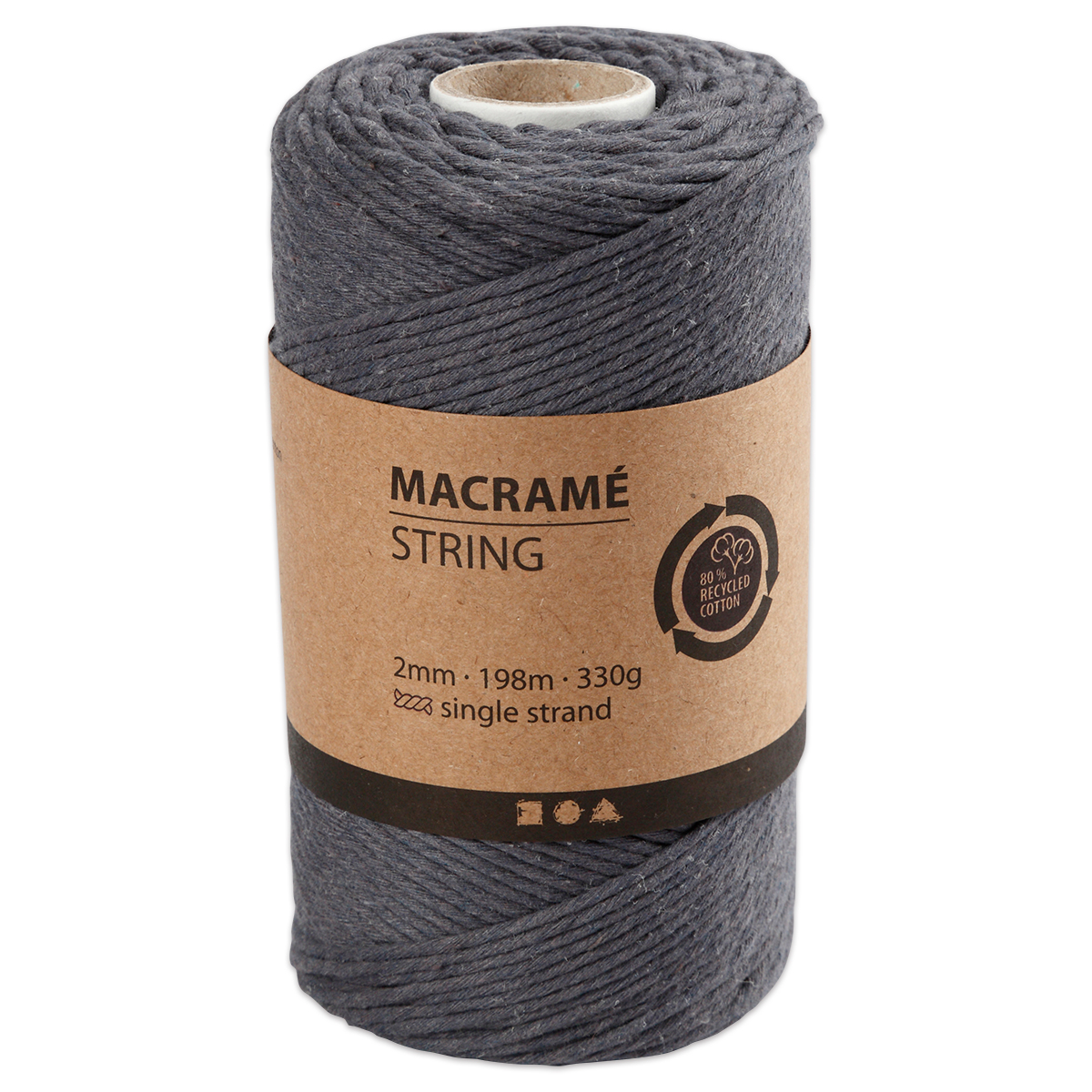 Makrameegarn Ø 2mm 330g grau